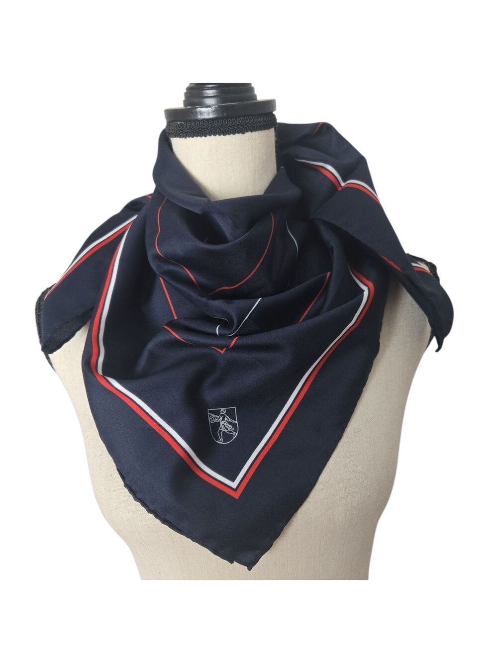 Vintage Olymp German Navy Red White Square Scarf